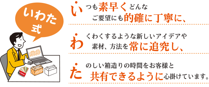 楽しい箱づくりの時間をお客様と共有できるように心がけています。